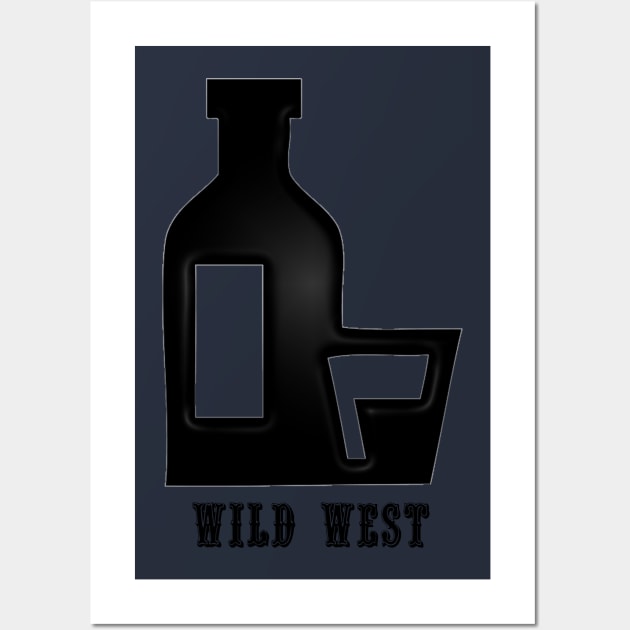 Western Era - Wild West Whiskey Bottle and Glass Wall Art by The Black Panther